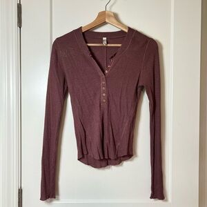 Set of 2 Free People Intimately Thermal Crop Top Duo Waffle Thermal Button-Front